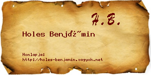 Holes Benjámin névjegykártya